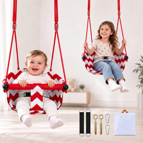 Toddler Swing Seat,Sensory Baby Swing for Indoor Outdoor 6 Months and Older | Baby Swing Seat with Soft Safety Belt,Toddler Swing Seat Outdoor with Adjustable Rope,Indoor Swing for Home for Kids
