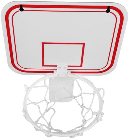 Toyvian Mini Clip-on Basketball Hoop for Garbage Bin with Plastic Backboard, White Clamp-on Design Promotes Tidiness, for Office and Workspace Fun Basketball Game