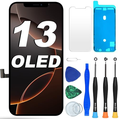 DIGI4U Écran de rechange OLED pour iPhone 13, 6,1 FHD COF [visualisation à 360°] pas écran LCD pour iPhone 13 Digitizer Assemblée, kit de réparation pour iPhone 13 écran de remplacement