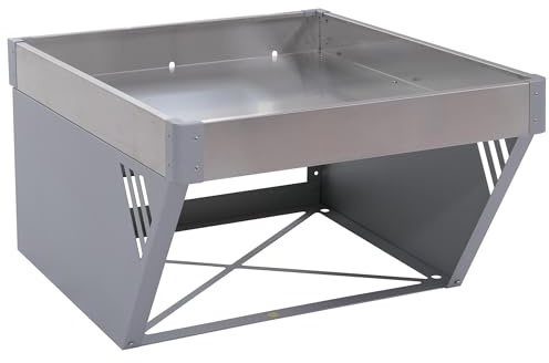 PROREGAL Mähroboter-Garage mit Pflanzkasten | HxBxT 40x60x70cm | Dach Unterstand Rasenmäher Metall | Silber-Grau