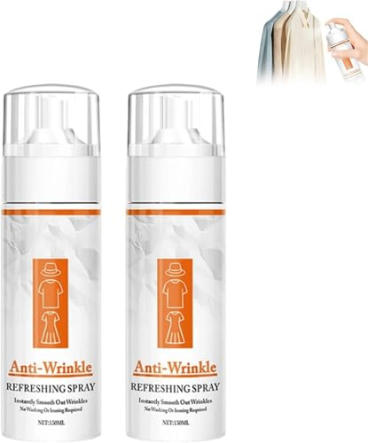 Instant Anti-Wrinkle Fabric Spray, Multi-Functional Wrinkle Release Spray for Clothing and Fabric, Anti-Static & Fabric Refresher, Gentle No Washing Formula for Home, Travel & Work (2Pcs)