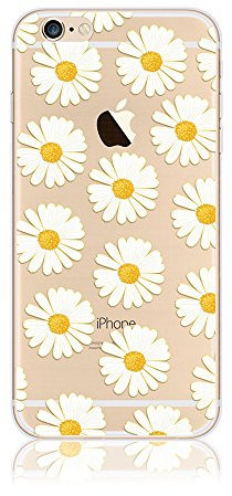 iPhone 6S Case Clear,Shinetop Floral Flower Daisy Printed Pattern Transparent Slim Soft TPU Silicone Bumper Case Back Cover Ultra Thin Scratch-resistant Protective Case Cover for iPhone 6 6S 4.7 inch