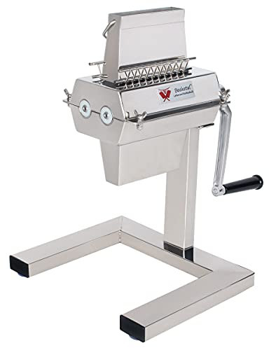Beeketal 'BT-Silver125' Profi Steaker Fleischzartmacher mit 2 Edelstahl Messerwalzen und leichtgängiger Handkurbel, Gastro Fleischstecher mit 11x2 Messerreihen für schnelles Steaken (HACCP konform)