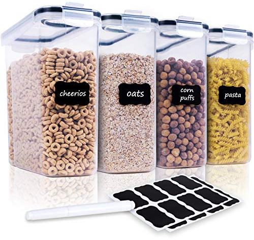 FOOYOO Cereal Containers Storage Set - 4 Piece Airtight Large Food Storage Containers(135.2oz), BPA Free Dispenser Plastic Cereal Storage Containers