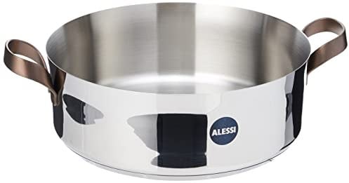 Alessi PU102/28 edo Cocotte basse avec deux poignées, acier inoxydable, marron