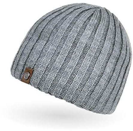 Neverless® Beanie Herren Strick-Mütze Winter-Mütze Rippstrick Optik hellgrau