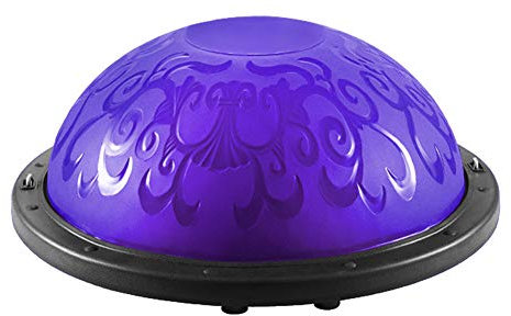 GZD 23 Zoll Yoga halbe Kugel, Kuppel Balance Ball Trainer mit Widerstand Bands und Fußpumpe Core Training Air Dome Antirutsch Erhältlich in Balck, Lila oder Blau,Lila