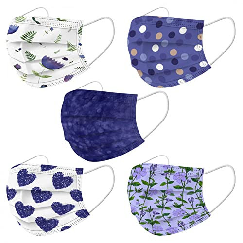 Lulupi 50Stück Mundschutz Erwachsene Bunt mit Motiv 3-lagig Mund-Nasen-Schutz Blumen Mund und Nasenschutz Elegant Schmetterling Druck Tücher Atmungsaktiv Bandana Maske Halstuch