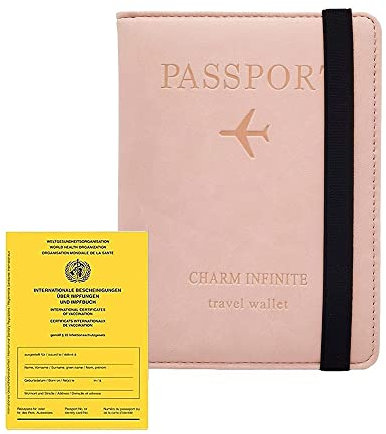 Deautie Passport Cover für Travel Essentials, Passport Cover Kunstleder Impfpass Hülle, Reisepasshülle mit RFID-Blocker, für Reisepass Kreditkarten, Ausweis und Reisedokumente (Rosa)