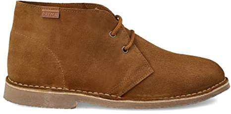 PAYMA - Botín Safari de Piel para Hombre y Mujer. Hecho en ESPAÑA. Botas Pisamierdas Chukka de Cuero Serraje Sport y Vestir. Cierre Cordones. Suela de Goma Crepe. Color: Camel, Talla: EU 39