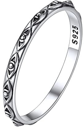 ChicSilver Damen Silber Auge von Horus Ring Stapelring Bandring in Ringgröße 67 Freundschafts Partnerring Lieblingsring für Damen mädchen