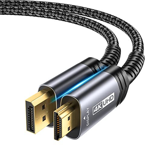 JSAUX 4K DisplayPort auf HDMI Kabel 1M, DP auf HDMI Stecker, Video UHD 4K @ 30Hz Nylon geflochten DP auf HDTV unidirektionales Kabel für Dell, Monitor