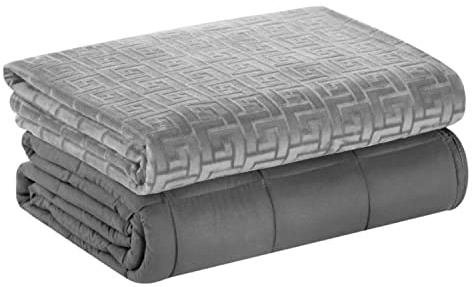 DREAMLANDING Gewichtsdecke mit Cover, Glasperlen füllung, Therapiedecke für Erwachsene, schwere Decke (Grau, 150 x 200 cm, 6,8 kg)
