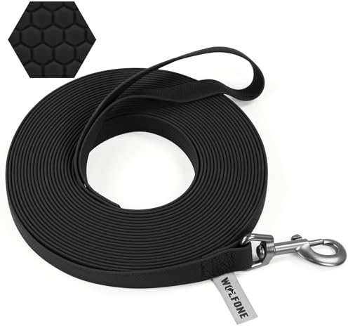 Wolfone Schleppleine 3m für Hunde，Schwarz | Wasserdicht, Lange Rückruf, Anti-Rutsch-Griff, Heavy Duty robuste Ausbildung, Outdoor-Aktivitäten