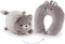 AOOPOO Nackenhörnchen 2 in 1 U-Form Nackenkissen Kopfkissen Nackenstützkissen Nackenstützen, Nackenhörnchen Verformung zur Plüsch Tier für Camping, Wandern, Auto, Flugzeug (Graue Katze)