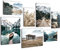 Novart Wandbilder See Berge Landschaft - KOMPLETT AUFHÄNGFERTIG - Natur Wohnzimmer Schlafzimmer - 7 Moderne Mood-Bilder - N007371a