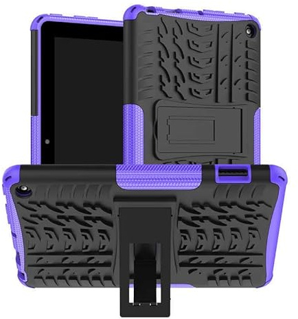 For Amazon Fire 7 (7) 2022 (12TH GEN) Tablet) Shockproof Case, Hybrid [Tough] Rugged Armor Protective Tablet Case With Built-in [Kickstand] For Amazon Fire 7 (7) 2022 (12TH Generation) - Purple