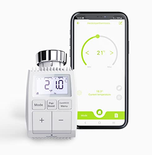 KAISERWERT -die deutsche Marke für Energiesparprodukte- smartes Heizkörperthermostat 1er-Pack - Zusatzprodukt zum KAISERWERT Starter Set - Thermostat für Heizkörper und Einzelraumsteuerung per App