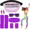 MengQiLe 80er Jahre Outfit Damen, 80er 90er Jahre Accessoires, 80er Jahre Kleidung Damen Set Mit Bauchtasche ArmbäNder, Neon Stirnband Und Neon Brille für 80er 90er Party Karneval