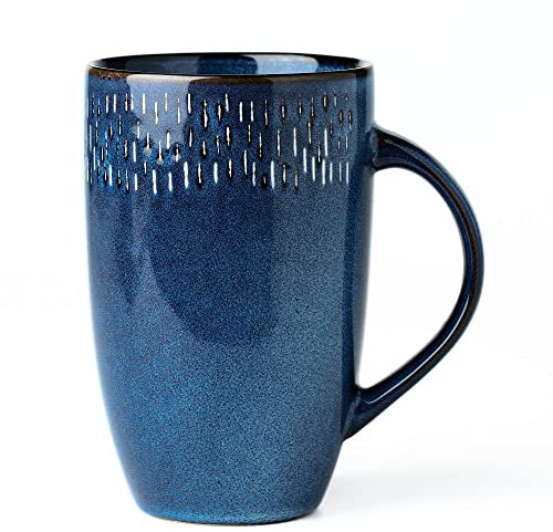 masoline 21 oz Large Ceramic Coffee mugs, Extra Large Tea and Coffee Cups, Large Handle Design, Big Coffee Mug for Office and Home, Microwave and Diahwasher Safe. (21 oz star blue)