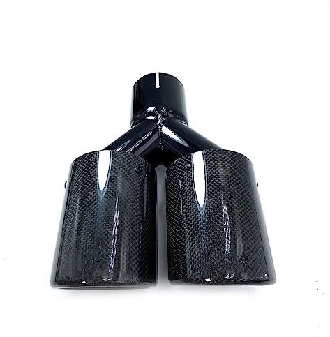 Auto Auspuff 1 Stück Matt Carbon Black Edelstahl Auspuff Dual Tips Auto Schalldämpfer Doppelrohre Für Auspuffanlagen Dual Tips Auspuffrohr Heckkehle (Farbe : 54MM IN 89MM Out)