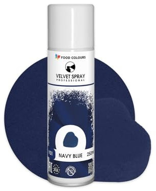 Food Colours Velvet Spray NAVY BLUE 250 ml Lebensmittelfarbe, Wildlederstruktur, Dekorieren von Kuchen, Pralinen, Schokolade, Zuckermassen, Monoporzionen