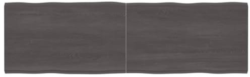 Tidyard Tischplatte Schreibtischplatte Holzplatte Ersatztischplatte Bürotischplatte Tischsystem Holz Platte für Esstisch Couchtisch Gartentisch, Dunkelgrau 200x60x4 cm Eichenholz mit Baumkante