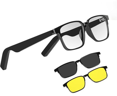 Single Ear Bluetooth Headset with Dual Mic - Handsfree Wireless Headset with Noise Canceling Mic, Mute Function, and 6 Hours of Continuous Talk Time - TR90 Material, 100mah *2 Battery Capacity - Compa