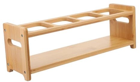 Milisten Condiments Rack Wooden Seasoning Bottle Shelf for Kitchen Organization Lightweight Storage Holder for Spice Bottles and Sundries and Practical Design Capacity