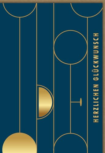 Business Grußkarte 'Herzlichen Glückwunsch' in Blau und Gold, Elegantes Design, Hochwertige Verarbeitung, Perfekt für Berufliche Erfolge und Jubiläen - mit Umschlag