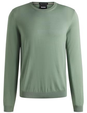 BOSS Herren Leno-P Slim-Fit Pullover aus Merinowolle mit Rundhalsausschnitt Hellgrün XXL