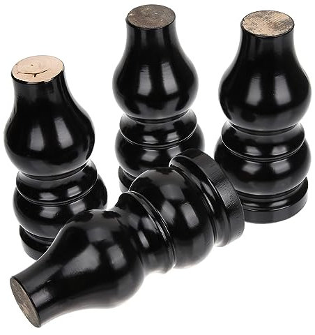 Hoement 4stücke Holzmöbelbeine Runde Sofafüße Für Couchtisch Schrank Und Kommode Stabile Möbelbeine Mit Montageplatten Schwarz-rot Für Möbelanpassungen