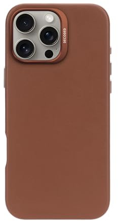 DECODED Leather Case for iPhone 16 Pro Max, MagSafe Compatible, Real Premium ECCO Leather, Full Body Protective Cover, Raised Edges to Protect Screen and Camera, Tan Brown