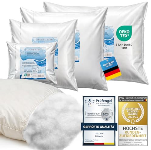 Füllwatte für Kissen; Flauschiges Polyester Füllmaterial Stopfmaterial; Kissenfüllung Stofftier- & Bastelwatte; Öko-Tex Zertifiziert (4 kg)