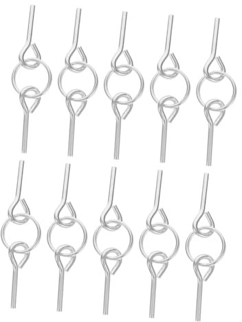 KICHOUSE 10 Pièces Ensemble D'ongles Anneau De Corde Portable Avec Épingle Goupille De Connexion De Corde Broche De Connexion Pour Camping En Plein Air Silver Aluminium