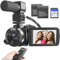 MURAUX Video Camera 6K Camcorder Vloging Camera for YouTube 18X Digital Zoom 3.0“ Touch Screen WiFi Camera with Microphone, Handheld Stabilizer, 2 Batteries & 32G SD Card