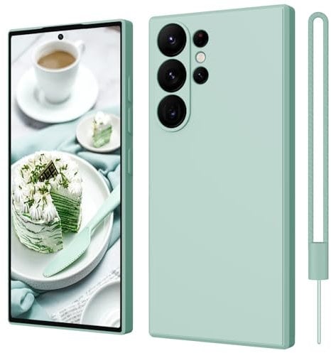 ORDA for Samsung Galaxy S24 Ultra Case Silicone Camera Protection Ultra Slim Case Soft Gel for Samsung Galaxy S24 Ultra Phone Case Cover Rubber Anti-Scratch for 6.8 Mint Green