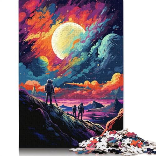 Puzzle für Erwachsene Astronauten auf dem Mond Puzzle 1000 Teile Kartonpuzzle Jugendliche und Kinder Lernspiel 38x26cm