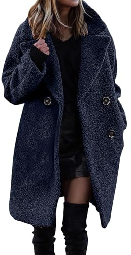 Trenchs Moelleux pour Femmes pour Femmes 2024 Manteau à Manches Longues à Revers Veste Polaire Vêtements d'extérieur décontractés à la Mode Grosse Veste Bouffante