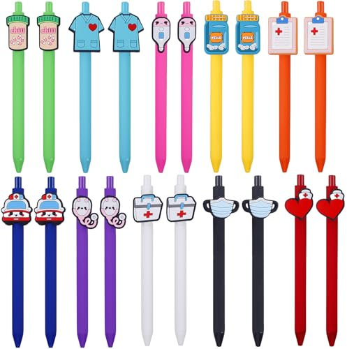 20 Stück Krankenschwester Kugelschreiber, Versenkbare Krankenschwester Stifte, Lustige Schwarze Tinte Stifte, Geschenk für Krankenschwestern, Ärzte und medizinische Assistenten (Leicht,Niedlich)