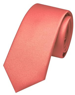 JEMYGINS Cravate fine de 6,1 cm de couleur unie pour homme pour fête de mariage (6 cm), rose corail, taille unique
