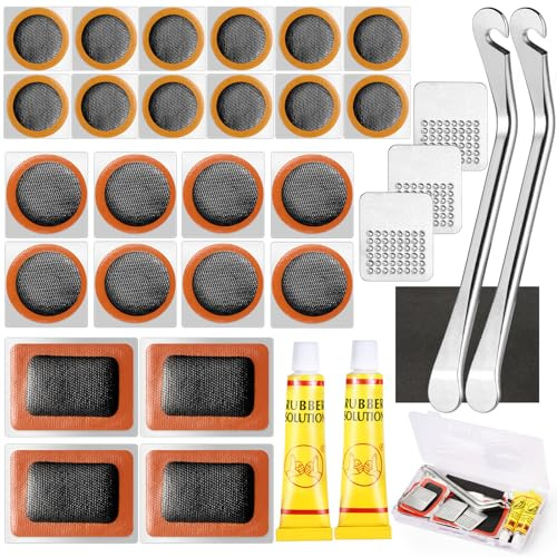 DBTW 33pcs Portable Bicycle Tyre Repair Kit with Patch, Levers, Glue Case | Bike Puncture Repair Kit for Quick Inner Tube Fixes on Commuter, Bmx and Motorbike Daily Rides.