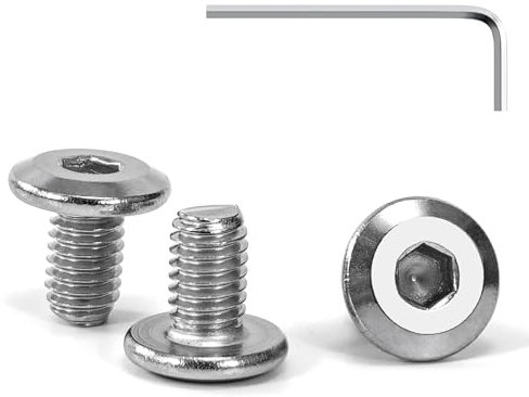 Tunejoy Viti a Testa Piatta M6 x 10 mm Vite a Testa Esagonale Bulloni in Acciaio Inox A2 V2A Bulloni per Mobili con Chiavi a Esagono Filettatura Completa 30 Pezzi