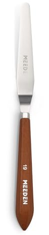 MEEDEN Artist Oil Painting Knife: 9.92 Flexible Stainless Steel Art Pallet Scraper Knife with Wooden Handle for Color Mixing, Spreading, Scratching, #19