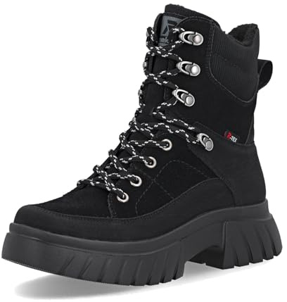 Rieker W1871-00 Schnürstiefel Leder und Synthetik Damen in schwarz