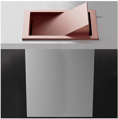 Poubelle encastrée avec couvercle, poubelle de comptoir en acier inoxydable, poubelle de recyclage intégrée, poubelle encastrée dans un meuble de cuisine, poubelle de compto,Rose Gold-Lid + trash can