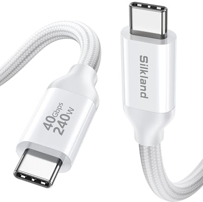 Silkland 40Gbps Thunderbolt 4 Kabel 1M Kompatibel, USB4 Datenkabel, 8K/6K/5K@60Hz 4K@144Hz, 240W PD3.1 USBC mit Thunderbolt 4 Kabel für MacBook, Mac, PSSD, Dock, iPhone 16/15 Android Auto, Laptop