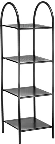 Badregal SECA mit 4 Ablagen Schwarz, Badezimmermöbel für Kleine Bäder, Platzsparendes Standregale, Stilvolle Aufbewahrungslösung