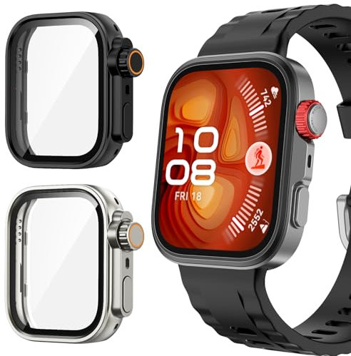 Neitra [2 Pezzi Cover per Huawei Watch Fit 4 PRO,Custodia Protezione Totale Ultra Sottile Cover Rigida per PC Schermo con Pellicola Protettiva Vetro,HD Anti-Graffio Antiurto Custodia Protettiva