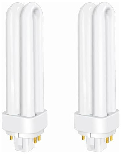 2 Pack Compact Fluorescent Lamp 220V 4 Pin 18W G24q-2 Bulb 1200LM Cool White 4000K PLC Light Bulbs 2U Double Tube Energy Saving Lamps, Non-dimmable for Office Bathroom Porch Corridor Living Room